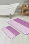 Purple Ogea Motif Digital Printed 2-Piece Non-Slip Base Bathroom & Kitchen Mat Set - 2