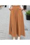 Women's New Season Tan Elastic Waist A-Line Loose Long High Waist Kupra Skirt 700-3676308 - 2