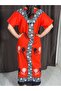 Red Patterned Summer Loose Dress – Comfortable Fit, Long Length, Stylish and Comfortable Daily Wear - 2