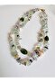 Fluorite Natural Stone and Real Pearl Design Necklace 45 cm - 5