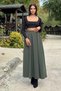 Women's Khaki Elastic Casual Skirt - 700-3676 - 4