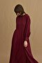 Side Gathered Tencel Dress Burgundy - 4