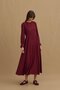 Side Gathered Tencel Dress Burgundy - 3