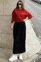 Women's Black Ankle Length Elastic Lycra Pencil Skirt - 700-3503 - 2