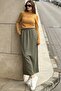 Women's Khaki Ankle Length Elastic Lycra Pencil Skirt - 700-3503 - 2