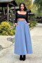 Women's Blue Elastic Casual Skirt - 700-3676 - 4