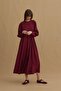 Side Gathered Tencel Dress Burgundy - 2