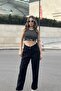 Women's Black Cashmere Mom Classic Trousers with 5 Pockets 700-3448 - 4