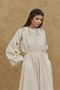 Embroidered Linen Blend Dress Natural - 7
