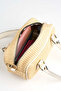 Women's Cedar Wicker Cream Zipper Closure Handbag and Shoulder Bag with Charm Accessories - 5