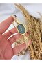 Oval Vintage Gold Inside Green Women Wrist Watch - 2