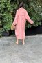Women's Dusty Rose Oversized Long Loose Linen Shirt Dress - 700-3282 - 5