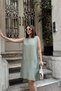 Women's Khaki Linen V-Neck Hidden Pocket Dress - 700-3428 - 3