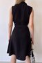 Women's Black Double Pocket Belted Shirt Dress - 700-2945 - 6