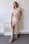Women's Beige Casual Fit Self-Textured Safari Shirt Dress with Pockets and Belt - 700-K4045
