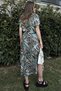 Women's Green Leaf Pattern Polo Collar Combed Cotton Dress - 700-3400 - 6