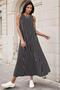 Women's Black and White Striped Combed Cotton Zero Sleeve Long Dress - 700-K5325