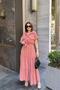 Women's Dusty Rose Kupra Ruffled Safari Long Dress with Pockets and Belt - 700-3336 - 6