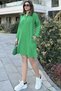 Women's Green Muslin Dress with Hidden Pockets and High Collar - 700-3520 - 6