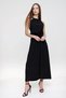 Women's Black Woven Viscose Halter Neck Long Dress with Elastic Waist - 700-K5330 - 5