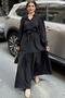 Women's Black Pompom Aerobin Self-Textured Gathered Plus Size Comfortable Fit Dress - 700-3550 - 7