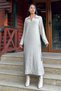 Women's Beige Polo Collar Long Sleeve Slit Knit Dress - 700-3660 - 3