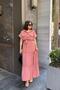 Women's Dusty Rose Kupra Ruffled Safari Long Dress with Pockets and Belt - 700-3336 - 5
