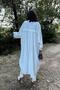Women's Ecru Oversized Long Loose Linen Shirt Dress - 700-3282 - 2