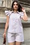 Women's Beige Ruffled Zero Sleeve Shirt - 700-3626
