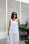 Women's White Muslin Strap Blouse with Stitching Detail - 700-3423 - 6