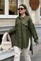 Women's Khaki Double Pocket Cover Slit Linen Casual Shirt - 700-3524 - 4