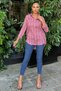 Women's Pink Pocket Detailed Striped Shirt - 700-3266 - 3