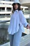 Women's White Ruffled Cotton Linen Shirt - 700-3570 - 2
