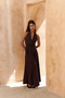 Rhonsa Lace-Up Burgundy Long Dress - 3