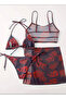 طقم بيكيني مكون من 4 قطع من الأنمي الآسيوي بنمط التنين الأسود والأحمر، توب قصير، بيكيني مثلث الشكل، وجزء سفلي من البيكيني - 4