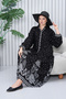 Women's Patterned Plus Size Hijab Viscose Dress Black - 6