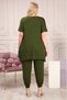 Plus Size Full Lycra Loose Crew Neck Pants with Stones Seasonal Sweat-Free Women's Suit - 3