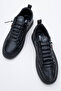 Men's Comfortable Sole Rubber Laced Sneaker Real Leather Mc 19039 Black - 5