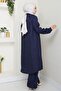 Jacquard Buttoned Double Suit Navy Blue - 4