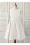 Girl's White Plain Mini Satin Dress Evening Dress Graduation Birthday Reading Feast Dress