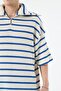 ZIPPER DETAILED STRIPED OVERSIZE KNITWEAR-SAX - 4