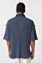 Washable Oversized polo collar t-shirt indigo - 5