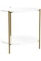 Round Coffee Table - 23.6" Small 2-Tier End Table with Open Storage Shelf, White Wooden Table Top Go - 5