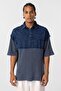 Washable Oversized polo collar t-shirt indigo - 2