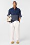 Washable Oversized polo collar t-shirt indigo - 3