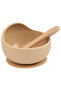 BabiesBasic Feeding Set, 2 Piece Silicone Set with Silicone Suction Bowl and Silicone Spoon - Beige