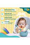 BabiesBasic Feeding Set, 6 Piece, Silicone Plate, Bowl, Bib, Spoon , Fork and 2 in 1 Cup - Indigo - 3