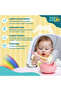 BabiesBasic Feeding Set, 6 Piece, Silicone Plate, Bowl, Bib, Spoon , Fork and 2 in 1 Cup - Pink - 3