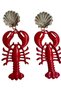 Lobster Model Red Color Dangle Earrings - 2