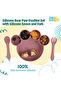 3 Piece Silicone Feeding Set, with Silicone Suction Plate, Spoon and Fork - Pink - 2